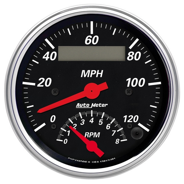 3-3/8" TACHOMETER/SPEEDOMETER COMBO, 8K RPM/120 MPH, DESIGNER BLACK